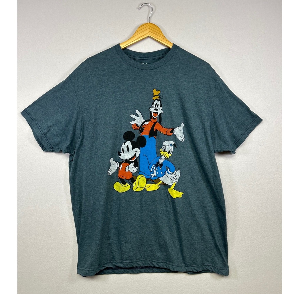 Disneycore‎ Disney Mens XL Teal Mickey Mouse Goofy Donald Duck Graphic Tee Shirt